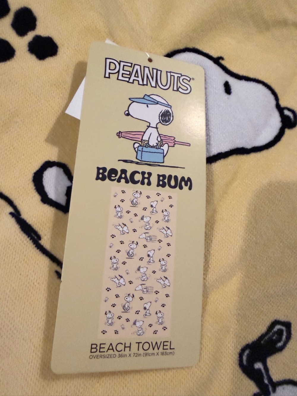 Peanuts Beach Bum Snoopy Beach Towel - Yellow - Picture 3 of 6